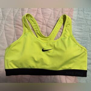 Nike Pro Neon Yellow Sports Bra (L)